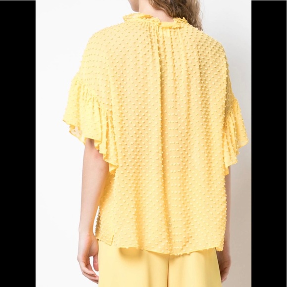 Alice + Olivia Julius oversized ruffle tunic top in yellow size S - Picture 3 of 16